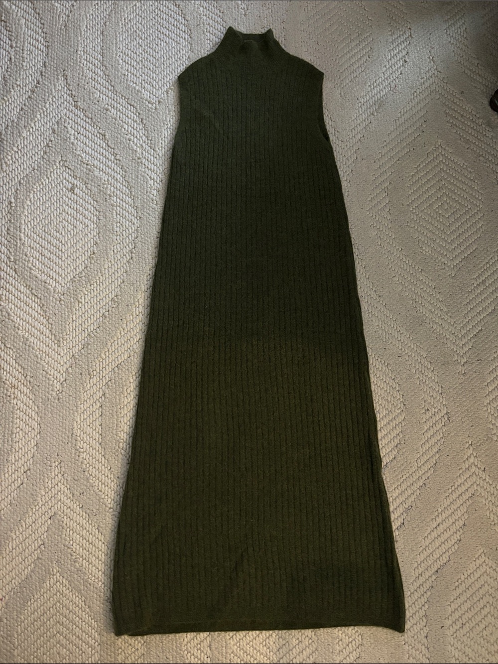 Zara Olive Green Ribbed Knit Maxi Skirt